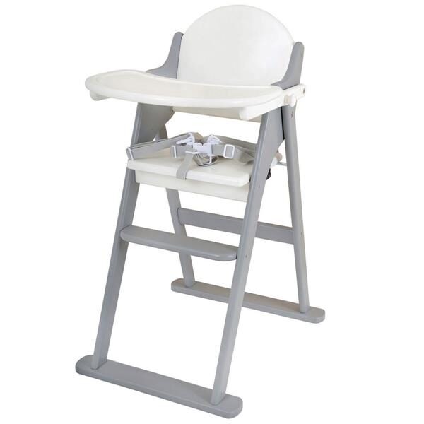 East Coast Folding Highchair White, Grey Wooden High Chair With Tray