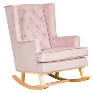 Convertible Nursing Rocking Chair Dusty Pink Natural Legs