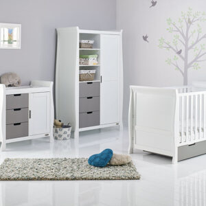 Obaby Stamford Classic 3 Piece Furniture Set - White With Taupe Grey