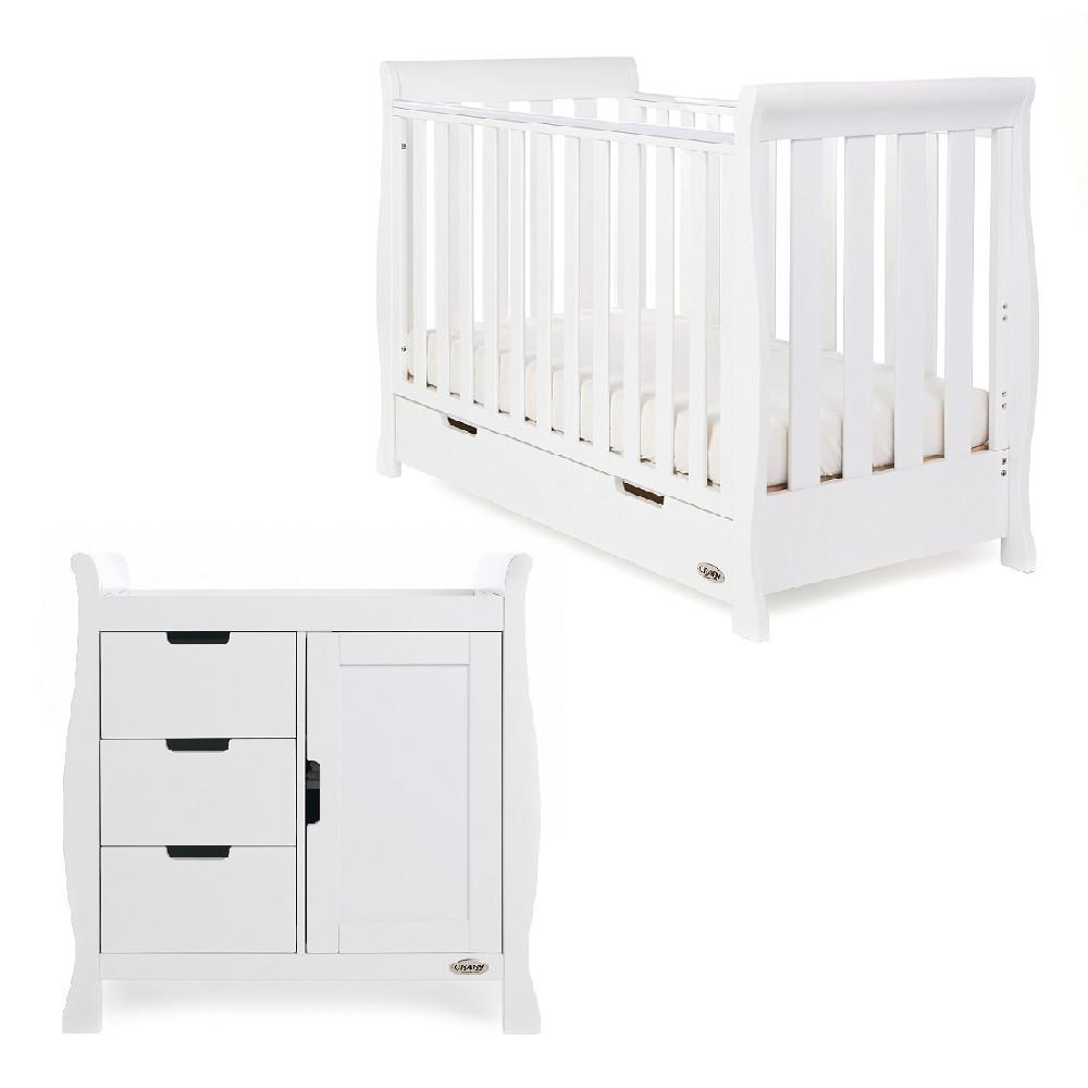 Obaby Stamford Mini Sleigh 2 Piece Room Set - White - EASTER OFFER