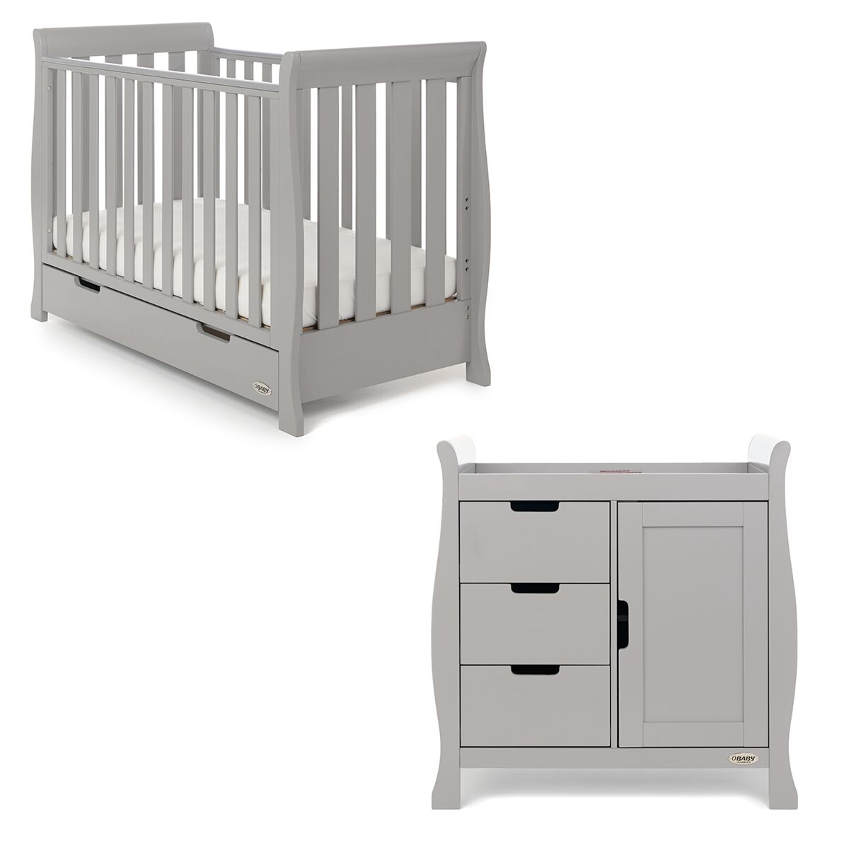 Obaby Stamford Mini Sleigh 2 Piece Room Set - Warm Grey - EASTER OFFER