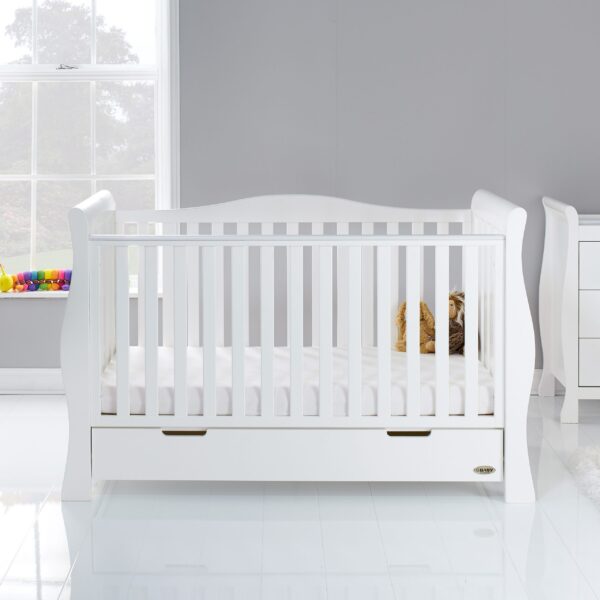 Obaby STAMFORD LUXE SLEIGH COT BED – WHITE