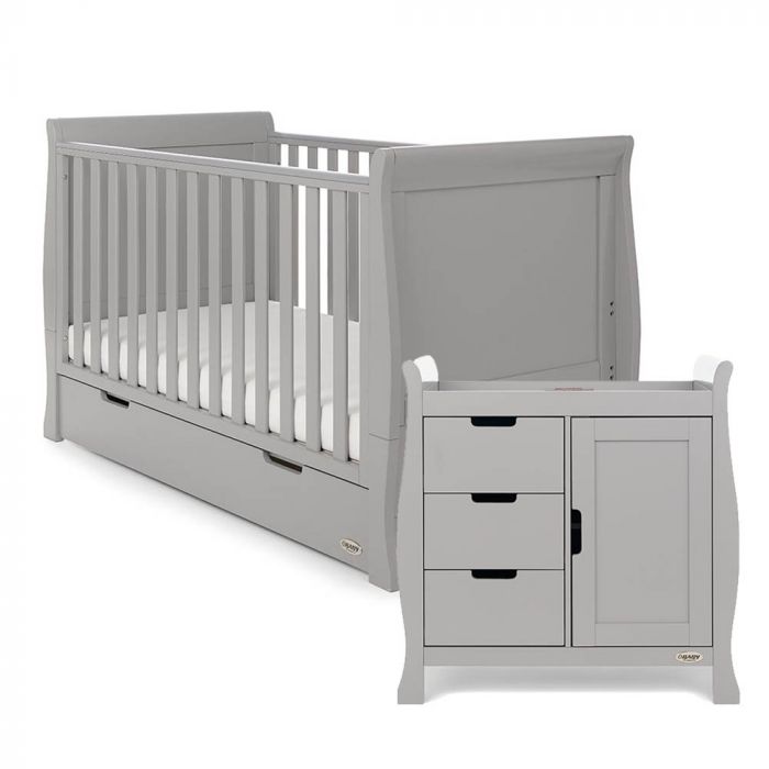 Obaby Stamford Classic Sleigh 2 Piece Room Set - Warm Grey