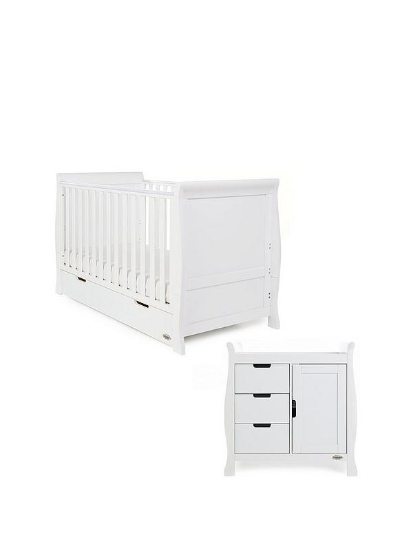 Obaby Stamford Classic Sleigh 2 Piece Room Set - White - EASTER OFFER