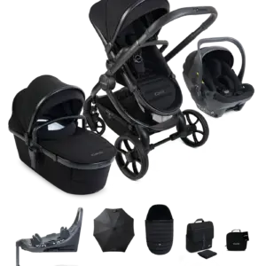 Peach 8 Black Pushchair and Carrycot - 360 Car Seat Pushchair Bundle