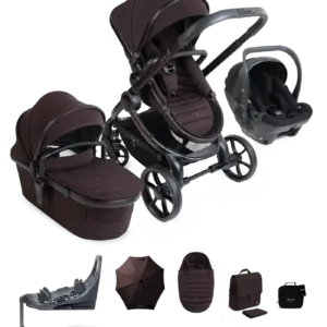 Peach 8 Coffee Bean Pushchair and Carrycot - 360 Car Seat Pushchair Bundle
