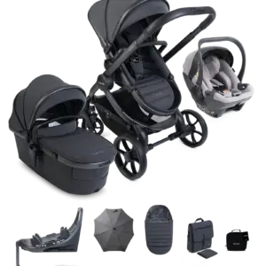 Peach 8 Grey Pushchair and Carrycot - 360 Car Seat Pushchair Bundle