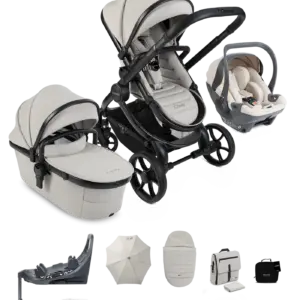 Peach 8 Taupe Pushchair and Carrycot - 360 Car Seat Pushchair Bundle