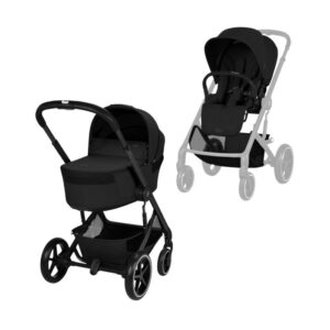 Cybex Balios S Lux Pushchair with Foldable Carry Cot - Moon Black Black Frame